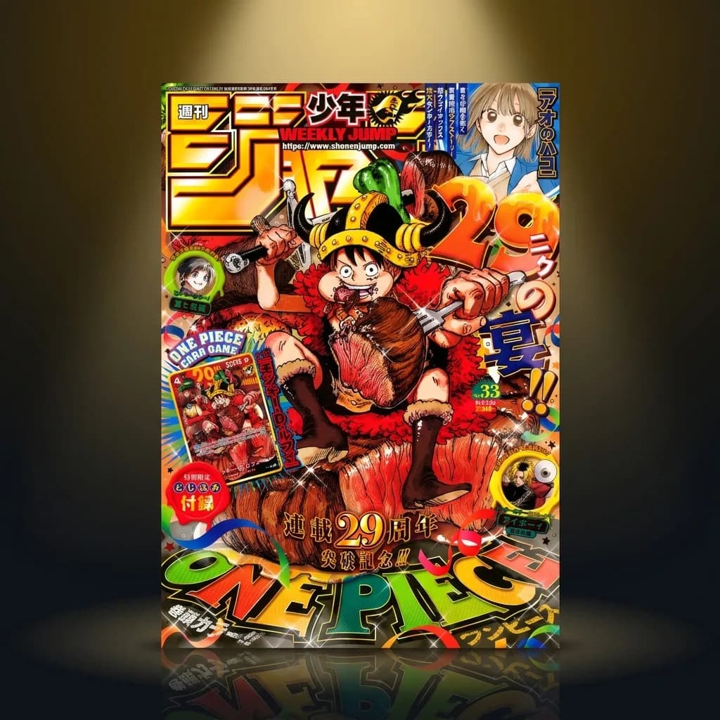 Revista Weekly Shonen Jump 2026 Nº 33 com Card Promo ONE PIECE Luffy P-159